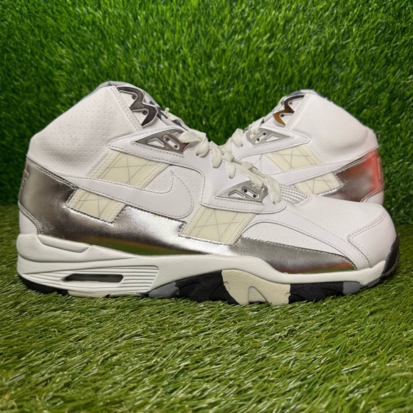 Nike Other - Nike Air Trainer SC High QS Metallic Silver White Super Bowl Trophy